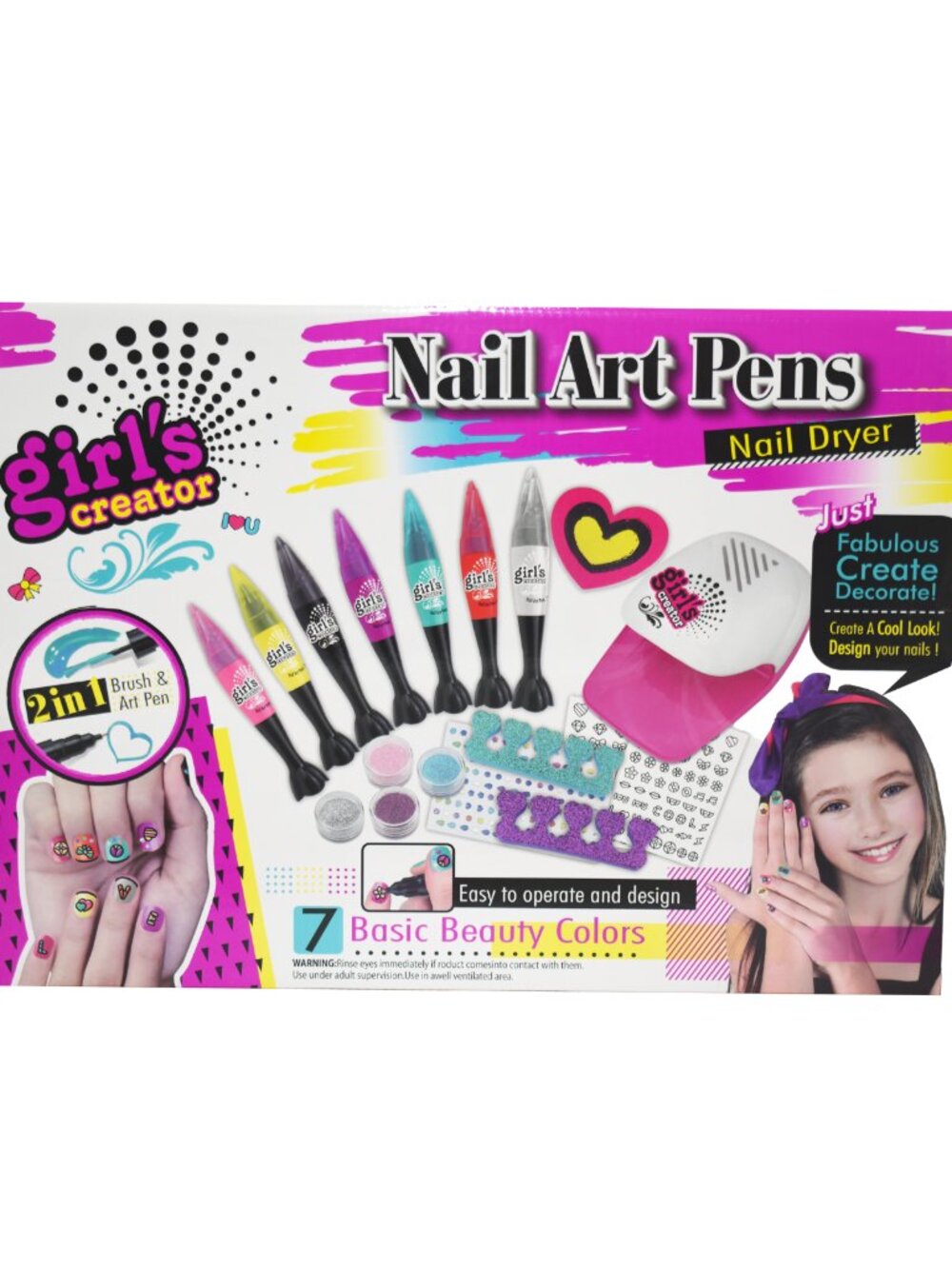 Kids Nail Art Pen Set, Pretend Beauty Salon Toy with Colorful Nail Pens - Picture 6 of 12